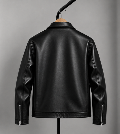 Black Boxy Cropped Jacket Unisex – Faux Leather Streetwear India | Vintage Drip