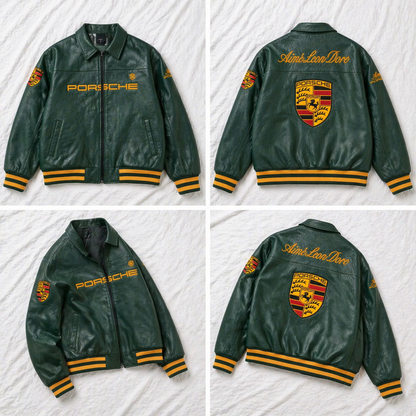 Porsche Leather Jacket Premium Streetwear by Vintage Drip