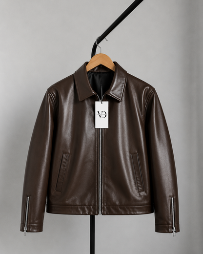 Boxy Fit Faux Leather Bomber Jacket Unisex – Vintage Drip India