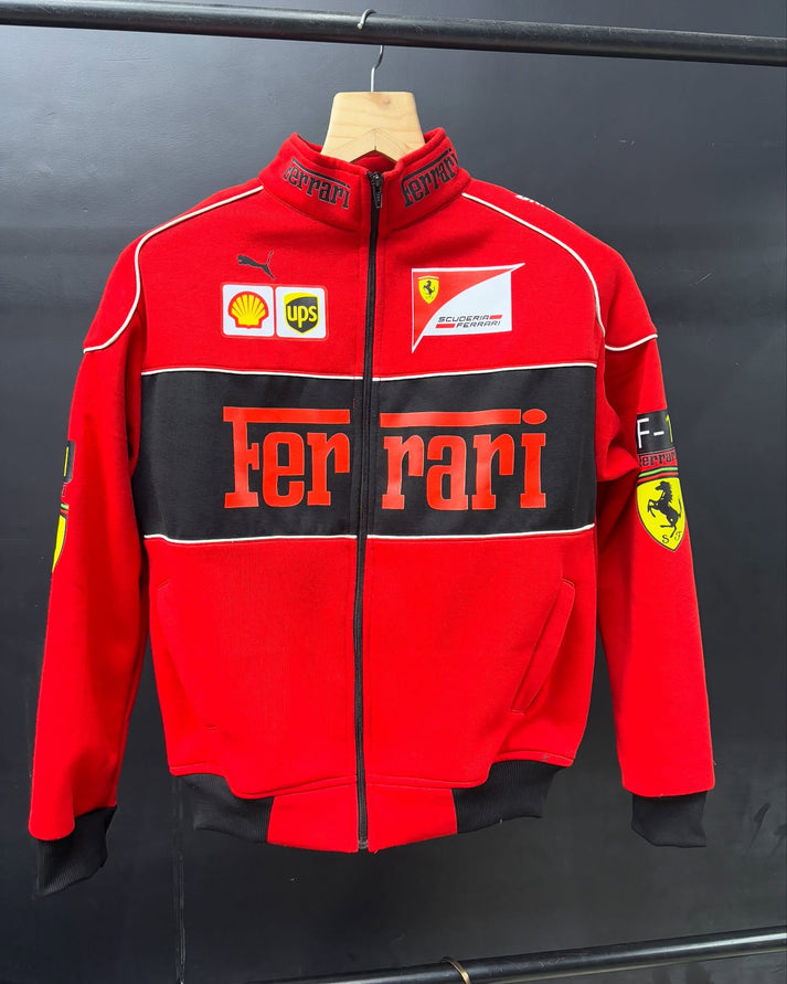 Man Red Racing Jacket Ferrari Red Racing Jacket: Bold, Dynamic, and Iconic – Vintage drip