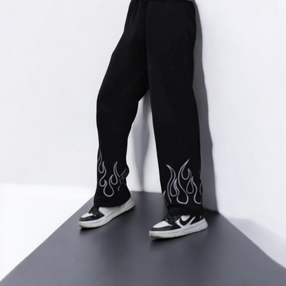 Flame Graphic Fire Baggy Trackpant – Perfect Streetwear Vibe by Vintage Drip