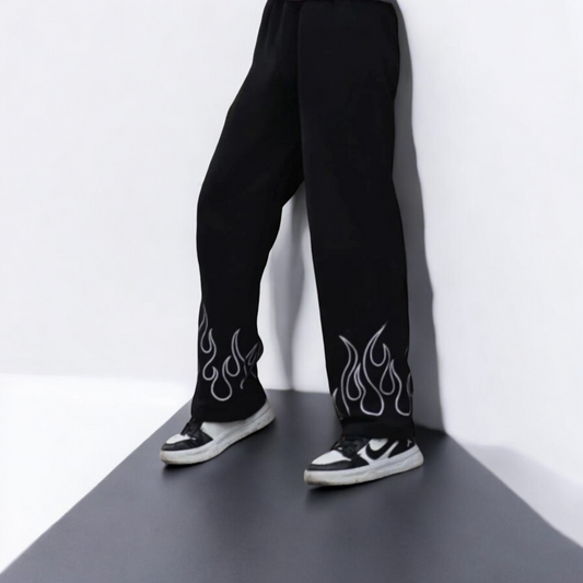 Flame Graphic Fire Baggy Trackpant – Perfect Streetwear Vibe by Vintage Drip