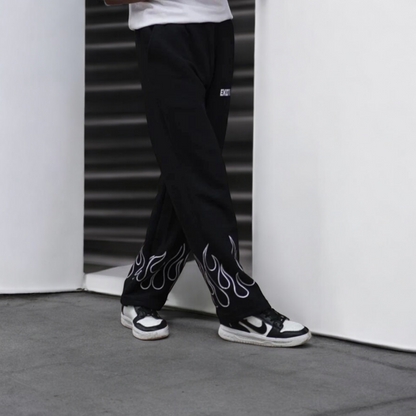 Flame Graphic Fire Baggy Trackpant – Perfect Streetwear Vibe by Vintage Drip