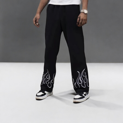 Flame Graphic Fire Baggy Trackpant – Perfect Streetwear Vibe by Vintage Drip