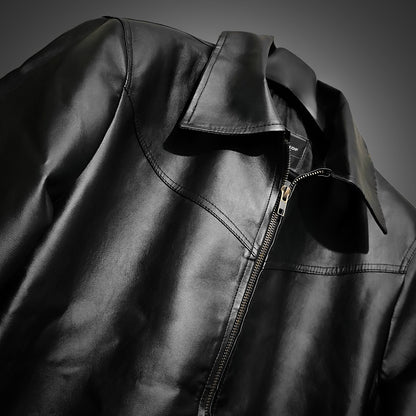 Black Leather Jacket – Classic Fit by Vintage Drip