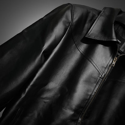 Black Leather Jacket – Classic Fit by Vintage Drip