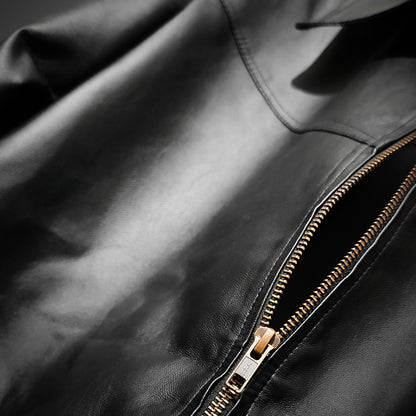 Black Leather Jacket – Classic Fit by Vintage Drip
